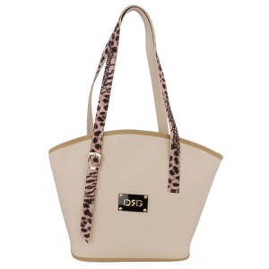 Women's Animal Print Shoulder Tote Bag 26133-1211 De Raggi Cream